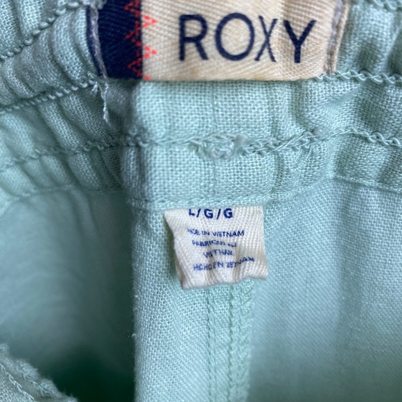 Roxy Womenʻs Relaxed Fit Drawstring Waist Mint Green Linen Blend Pants Large - Picture 4 of 6